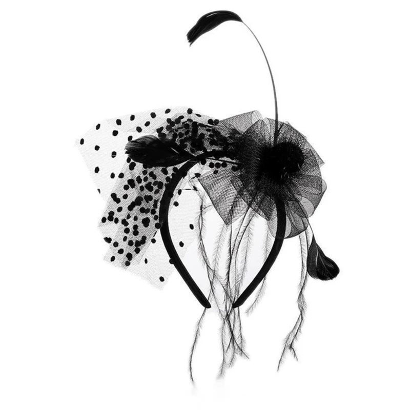 

Обруч для волос из перьев и пряжи для девочек в стиле панк, обруч для волос для выпускного вечера, карнавалов F0T5