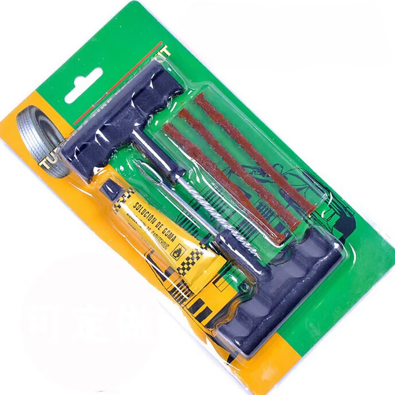 

Tire Repair Tool Set with Glue Rubber Stripes for Car Motorcycle Bicycle Tubeless Tyre Puncture Quick Repairing Kit
