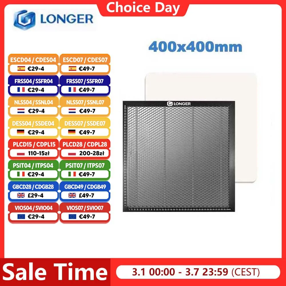 LONGER 440*440*22mm graveur Laser panneau en nid d'abeille Table de travail panneau en acier entièrement métallique plate-forme pour graveur Laser graveur