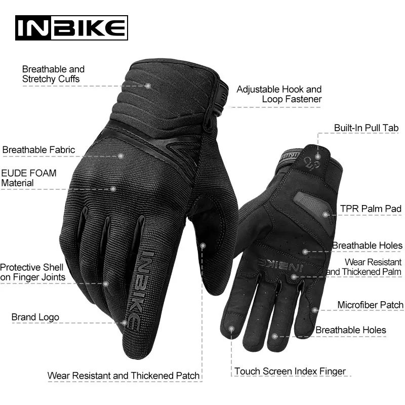 INBIKE Shockproof Motorcycle Gloves Men Breathable Motor Riding Motorcyclist's Gloves Full Finger Touch Screen Motorcross Gloves 4
