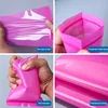 100Pcs PE Pink Thickened 0.13mm Clear Zip Lock Bags Dustproof Sealed Bag Pull Bone Plastic Storage Bag Reclosable Poly Zip Bags 6