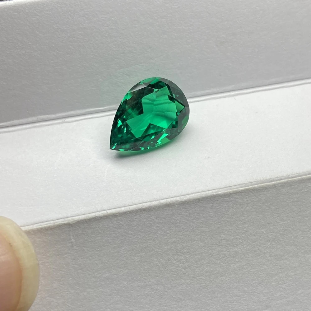 6x8mm-10x14mm Lab Grown Green Pear Emerald Hydrothermal Colombia Inclusion Gemstone for Jewel Making GRA Certificate
