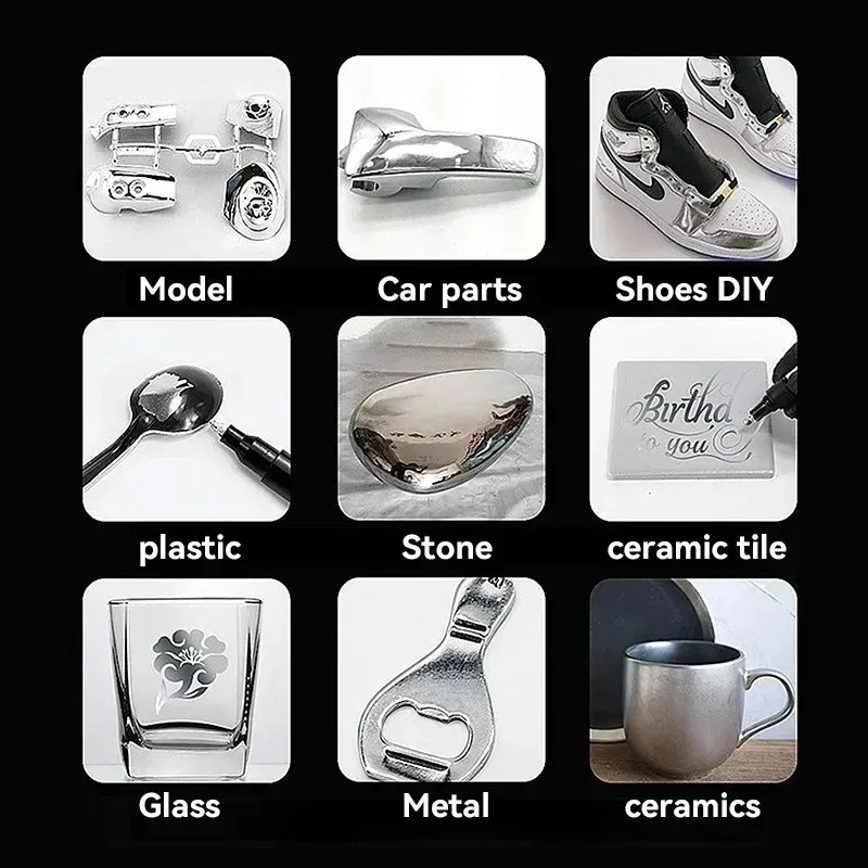 1/2/3pcs 크롬 펜 마커 반사 거울 전기 도금 페인트 수리 마커 락 세라믹 유리 0.8/1/2mm 펜촉 아트 Craftwo