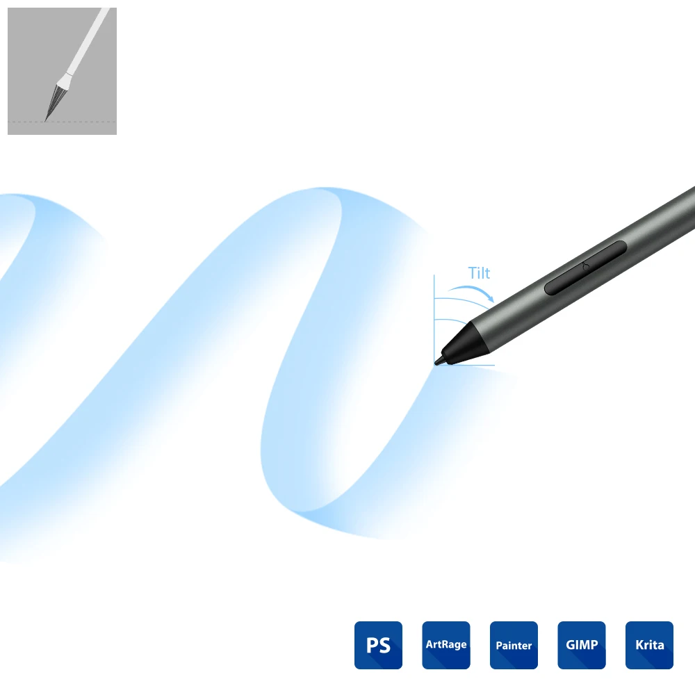 XP-Pen 서피스 펜, 마이크로 소프트 서피스 시리즈용, 4096 압력 레벨 지지대, 60 도 틸트, 2 개의 단축키