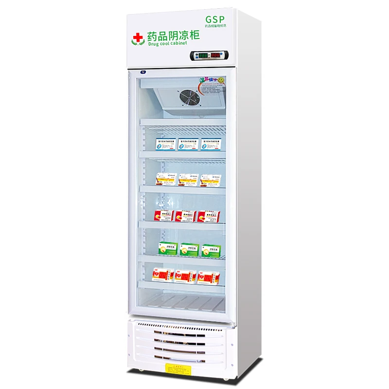 Drugstore Shade Refrigerated Display Cabinet Freezers Medicine Refrigerator 2 Door 2 Layer Tempered Glass 1200*600*1960
