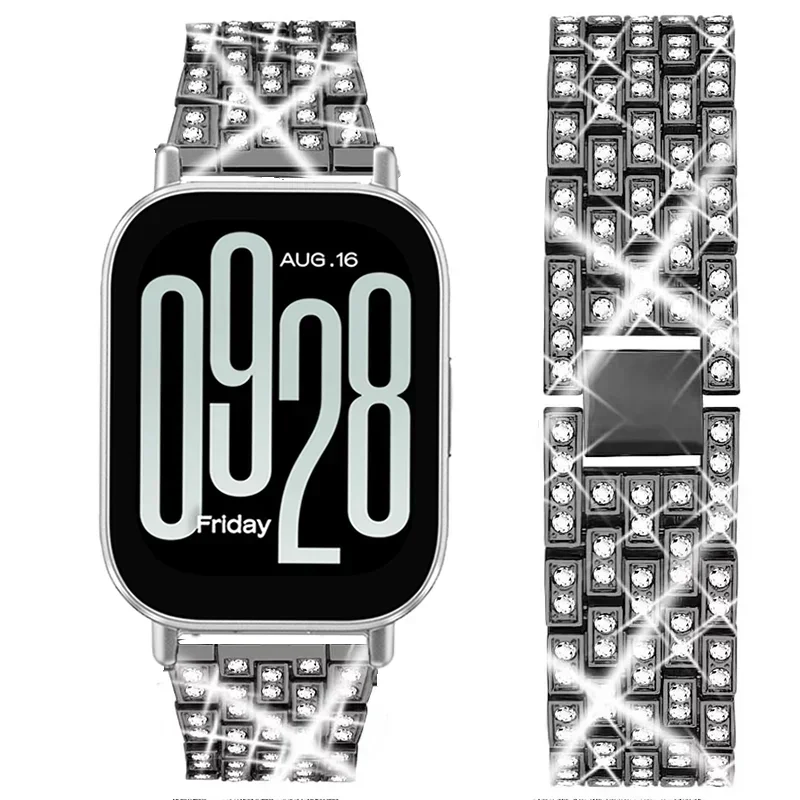 Elegant Stainless Steel Diamond Watchband - 22mm Women's Strap Bracelet