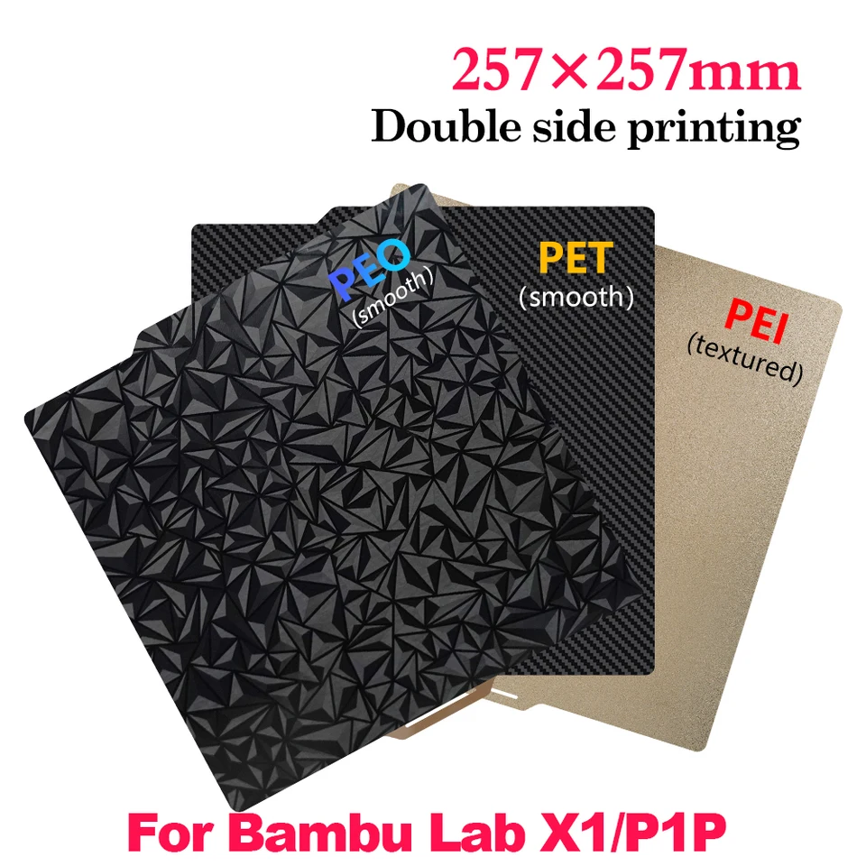 Thekkiinngg Double Sided Textured PEI Build Plate Sheet Bambulab  X1/X1C/A1/P1P