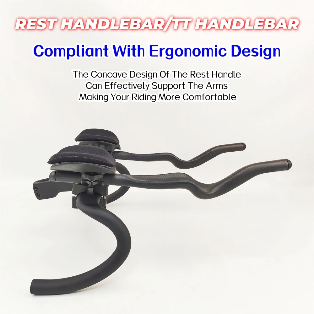 Description Picture 2 of itemNew Special-Shaped Clamp Road Fixed Gear Bike Triathlon Time Trial 3K Full Carbon Bicycle Extended TT Rest Handlebar Carbon Bar