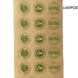 150Pcs Kraft Paper Sticker Natural Organic Product Seal Sticker Round Vintage Handmade Gift Packaging Label Baking Decoration