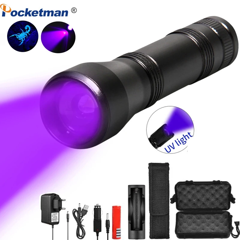 

UV Flashlight Black Light Flashlights Ultraviolet Torch Waterproof Zoomable Violet Light Pet Urine Scorpion Detector UV Lamp