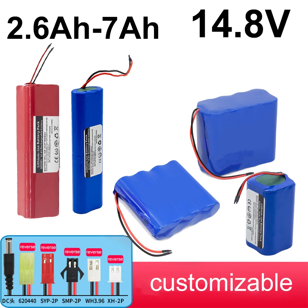 

14.4V/14.8V 2.6Ah/3.2Ah/7Ah 18650 lithium battery pack large capacity battery audio speaker LED lamp rechargeable battery+BMS CE