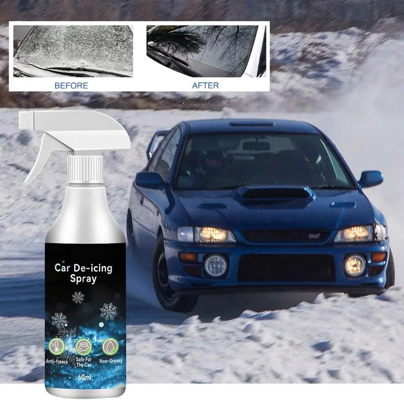 Deicing and Snow Melting Agent, Ice Off Windshield Spray, Windshield,  Winter Windshield Removal Defrosting Liquid & Snow Melting Agent, 60Ml 