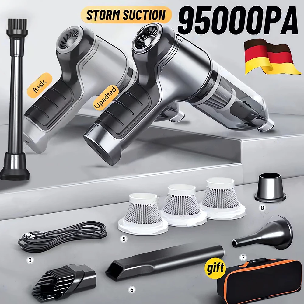 

New 95000Pa Wireless Portable Car Vacuum Cleaner Hand held Auto Vacuum Home Car Dual Use Mini Vacuum Cleanering Home Appliance