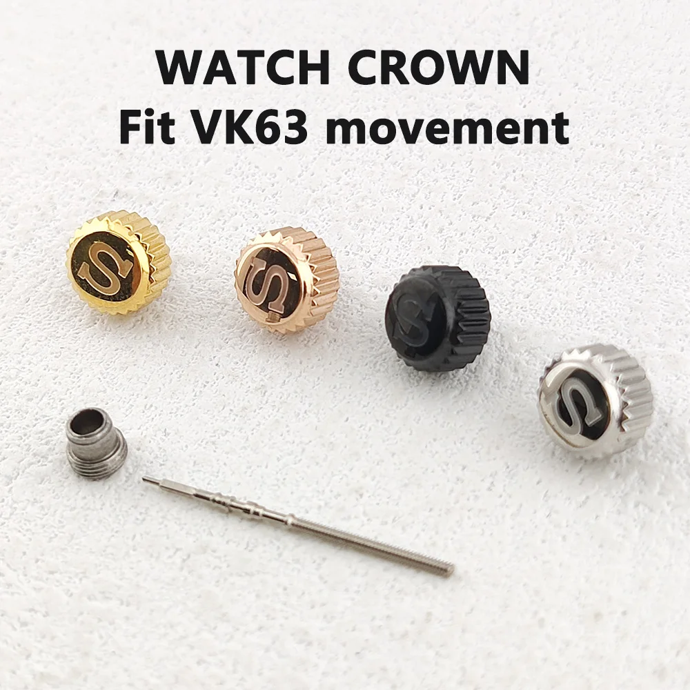 Stainless Steel Watch Crown - Silver, Black, Rose Gold Replacement Parts