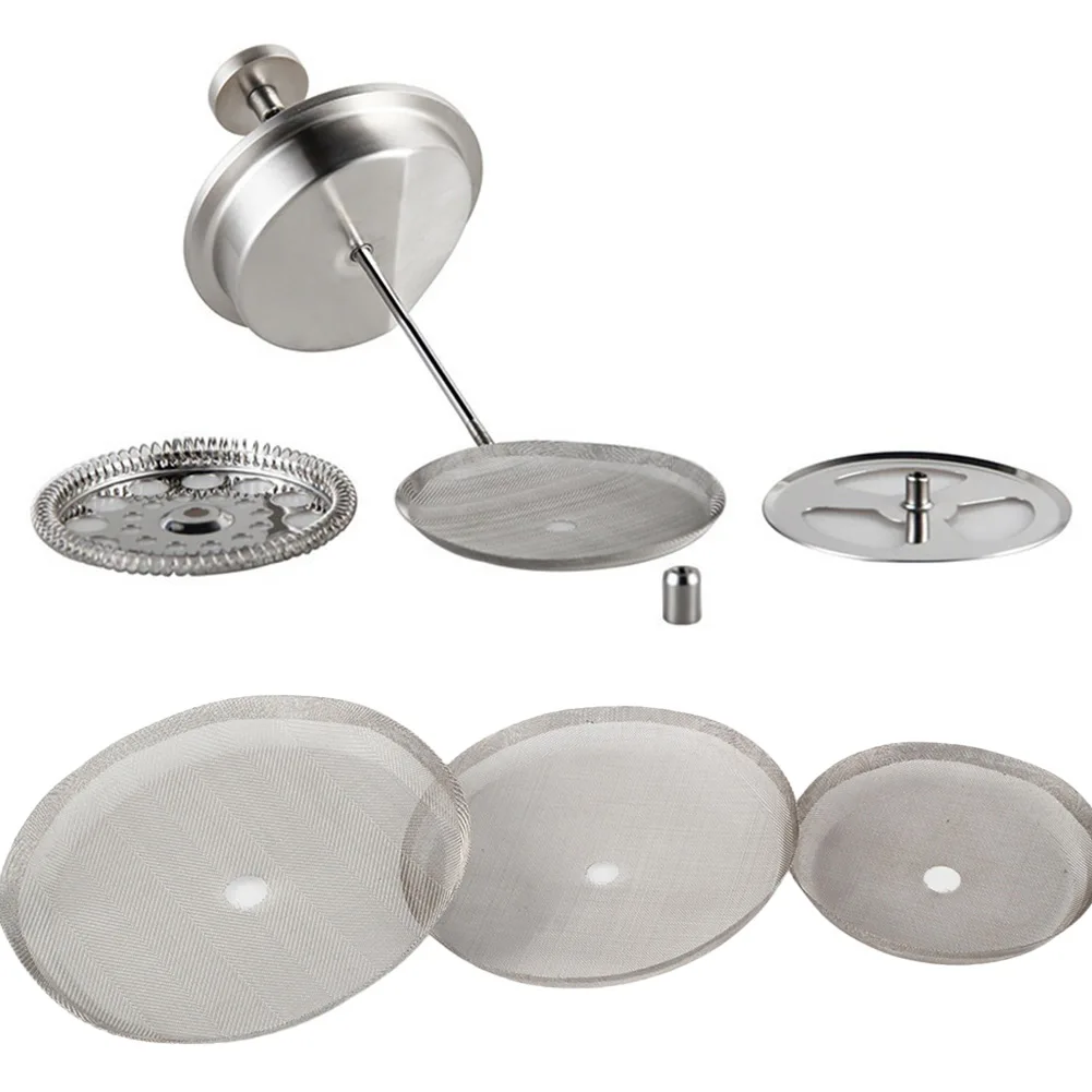 Reusable Coffee Press Filters Stainless Steel French Press Filters Mesh Filter Replacement Parts 350 800 1000ML 3pcs