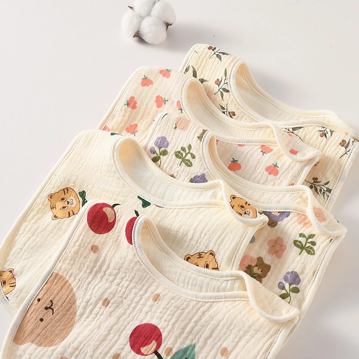 New Gauze U-shaped Baby Bibs Cute 6 Layers Cotton Saliva Towel Newborn Burp Cloths Bandana Scarf for Boy Girl Feeding Drool Bib 6