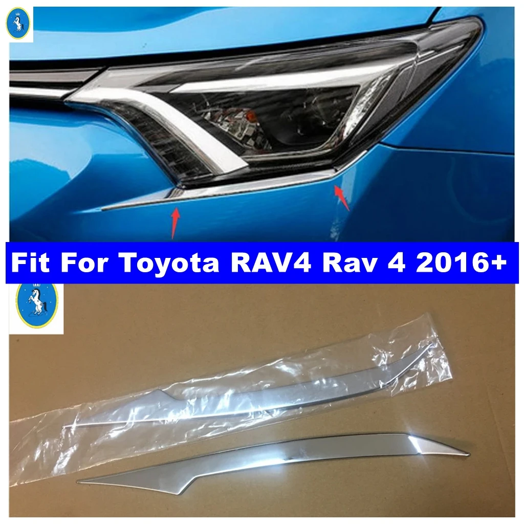 

Car Front Headlight Head Lights Lamp Eyelid Eyebrow Cover Trim Fit For Toyota RAV4 Rav 4 2016 - 2018 ABS Exterior Accessories