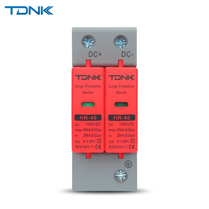 Low Voltage DC 2P Surge Protector Photovoltaic Lightning Protection 500V 800V 1000V 0KA-40KA Current Rating