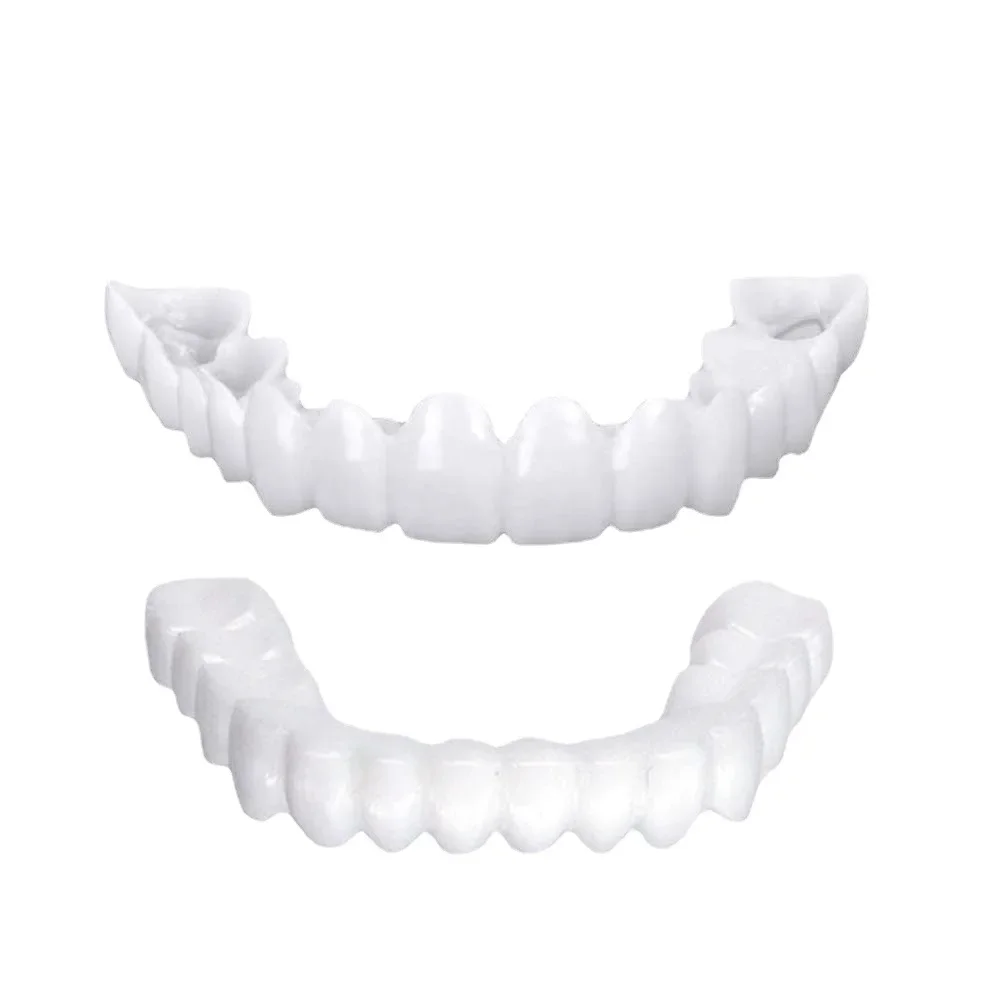 Upper Lower Fake Teeth Cover Perfect Bright Veneers Comfort Fit Flex Dentures Braces Whitening Toy makeup toy,princess pretend toys