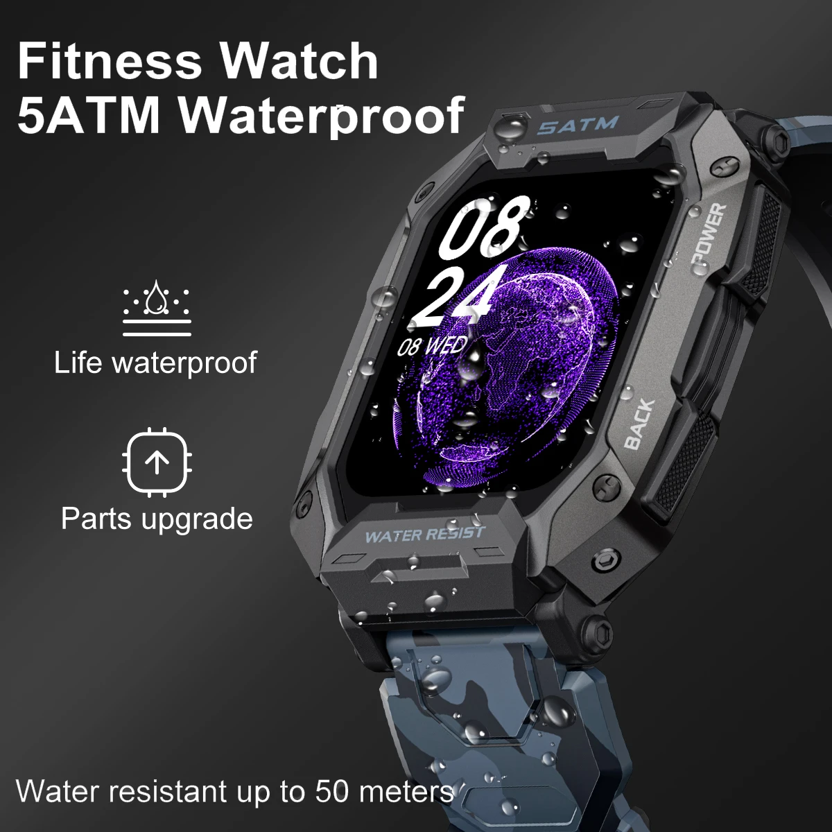 

LIGE Bluetooth Smartwatch Man 5ATM Waterproof for Swimming Smart Watch Heart Rate Monitor Outdoor Tactical Sport Watches Clock