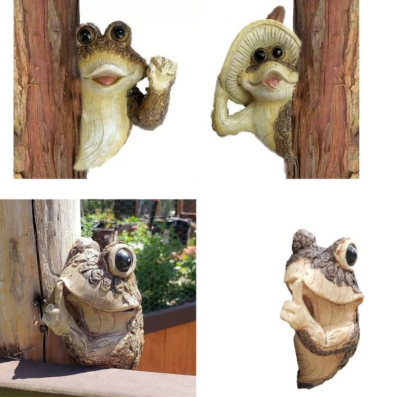

Quiet Frogs Tree Animals Tree Peeker Sculpture Ornaments for Outdoor