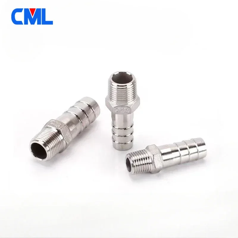 Hose Pipe Fitting Pipe Fitting Water Pipe Fitting 6 8 10 12 13 15 16 18 19 20mm 1/8" 1/4" 3/8" 1/2" 304 Stainless Steel BSPT Male Thread Barb Hose Pagoda Joint Coupling Connector