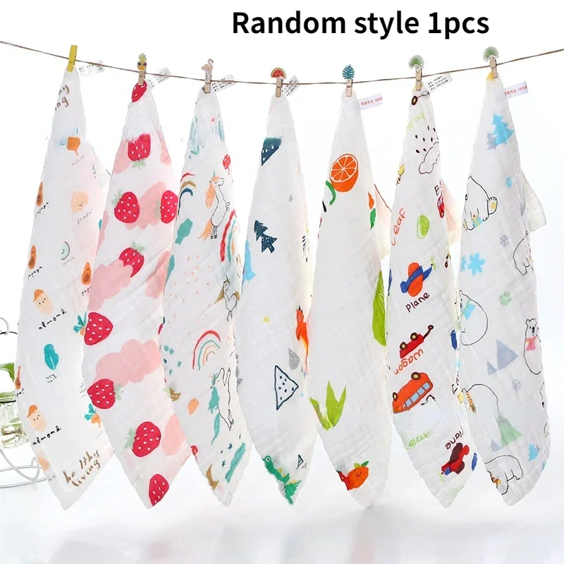1/2/3pcs 25x50cm Highdensity 6-layer Gauze Baby Square Towel Absorbent Cartoon Kids Towel Newborn Baby Saliva Child 1pc