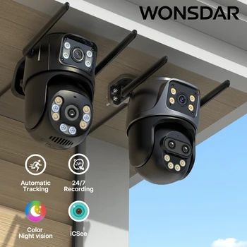 WONSDAR Three Lens PTZ IP Camera Outdoor HD Dual Lens WiFi Security Camera Auto Tracking Dual Len Wirelss CCTV Camera iCsee 1