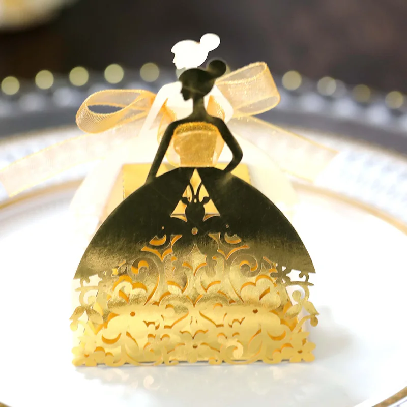 Laser Cut Pearl Paper Gift Boxes with Ribbon – Elegant Candy Chocolate Packaging for We... - SKU GBR17058 - UGI Packaging