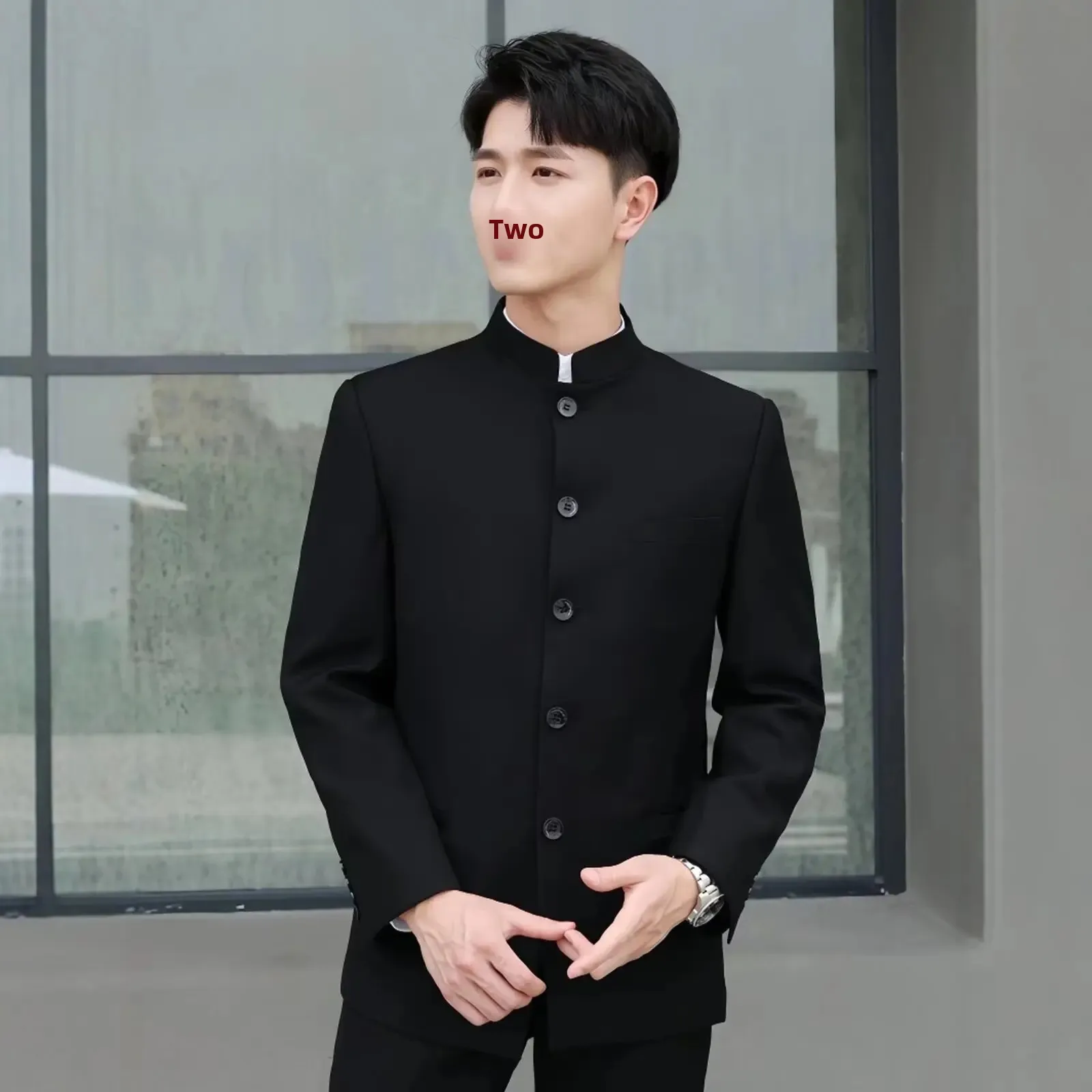 Vintage Slim Fit Men's Suit Jacket Casual Style Chinese National Youth Zhongshan Coat Student Uniform For Performance mens blazer