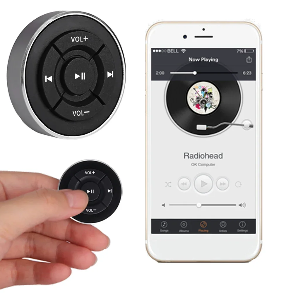 Bluetooth Remote Control Car Steering Wheel Media Button for IOS Android