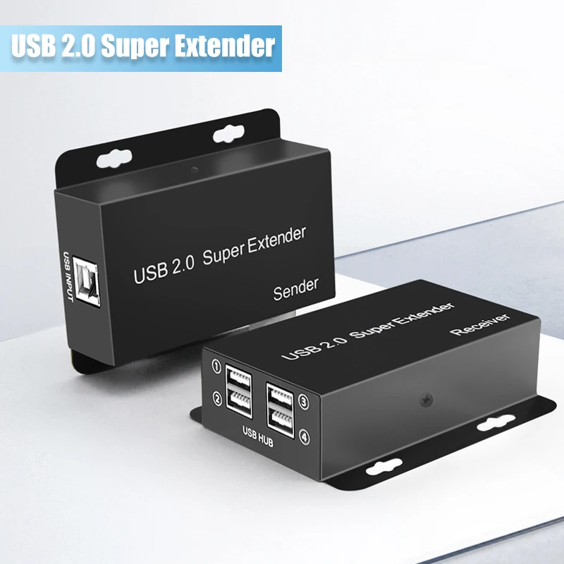 Usb 2.0 Extender Over Ethernet Rj45 Cat6 Extensão do Cabo Hub Splitter para Touch Screen Webcam Printer Portas 1080p 50m