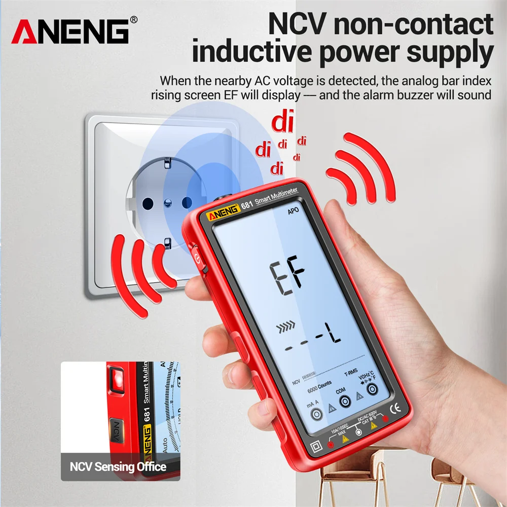 Digital Multimeter ANENG 681 Rechargable Professional Non-contact Voltage Tester AC/DC Voltage Meter LCD Screen Current Tester digital multimeter multimeter tester voltage detector tester voltage meter tester