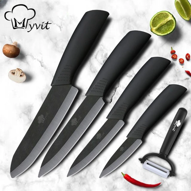 Kitchen Ceramic Knives Set with Peeler Chef Knife Paring Utility Slicing Knife Cooking Tools Black Blade Vegetable Paring Knives 1