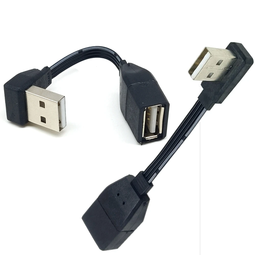 

5cm 10cm 30CM USB 2.0 A Plug to Female 90 Angled Extension Adapter Cable USB 2.0 Male to Female Right/Left/Down/Up Black Cable