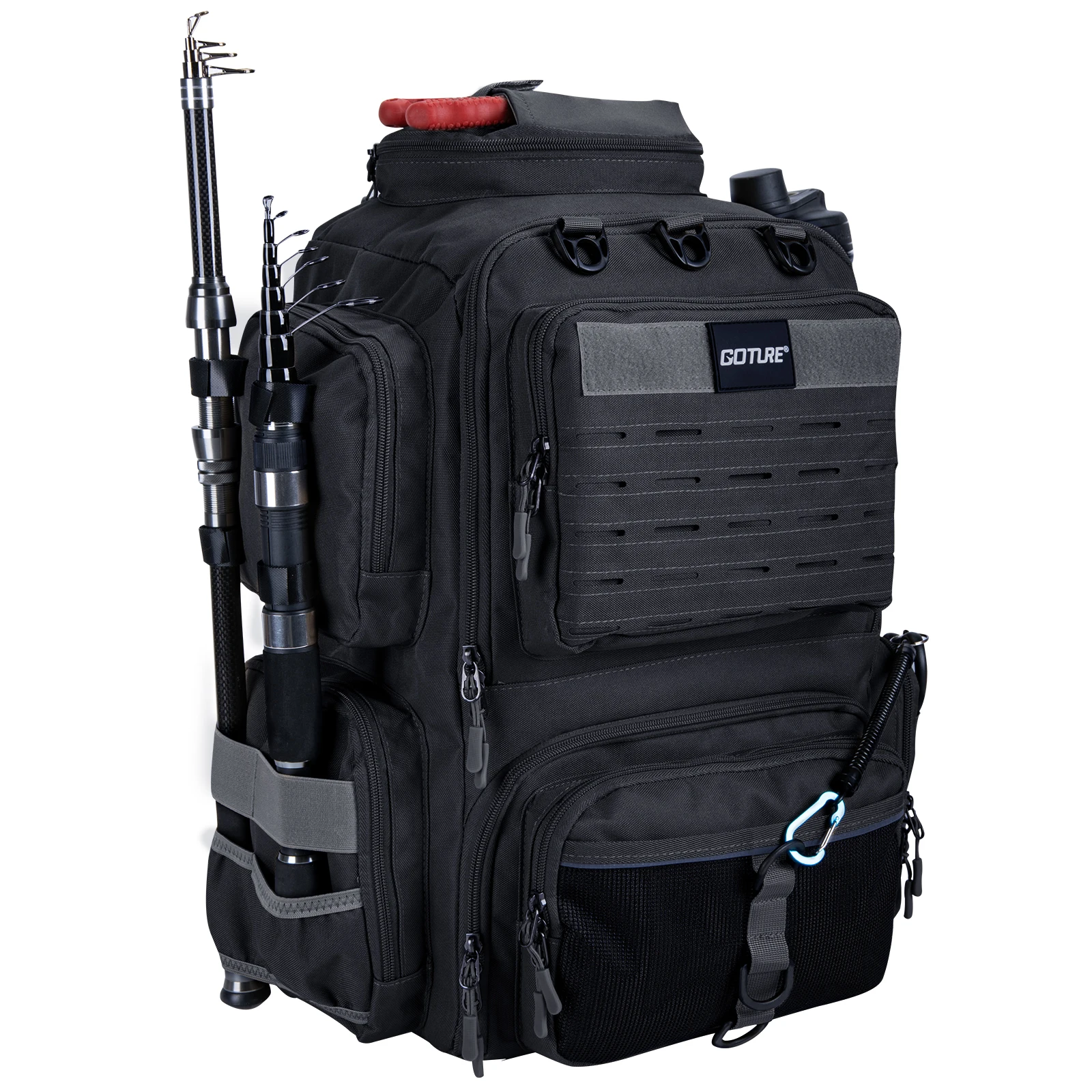 Angelrucksack 40L Mit Rutenhaltern - Wasserabweisender 900D Oxford Rucksack  Fr Angeln, Wandern & Camping