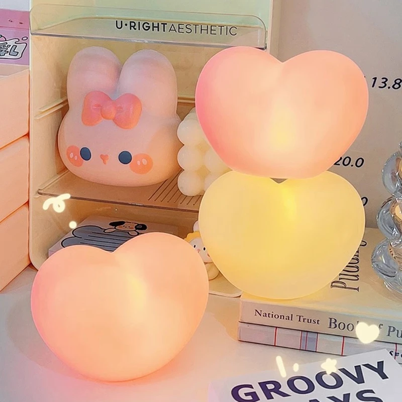 Cute Lamps Bedside Table Korean Bedroom Decor Heart Shape Night Light Newborn Girls Room Decoration Ins Lamp for Kids Room led night light,night light,led night lamp