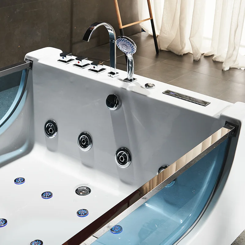 Description Picture 4 of item1800mm Bathroom Whirlpool Bathtub LED Colored Lights Indoor Spa Double People Surf Massage Tub 1812