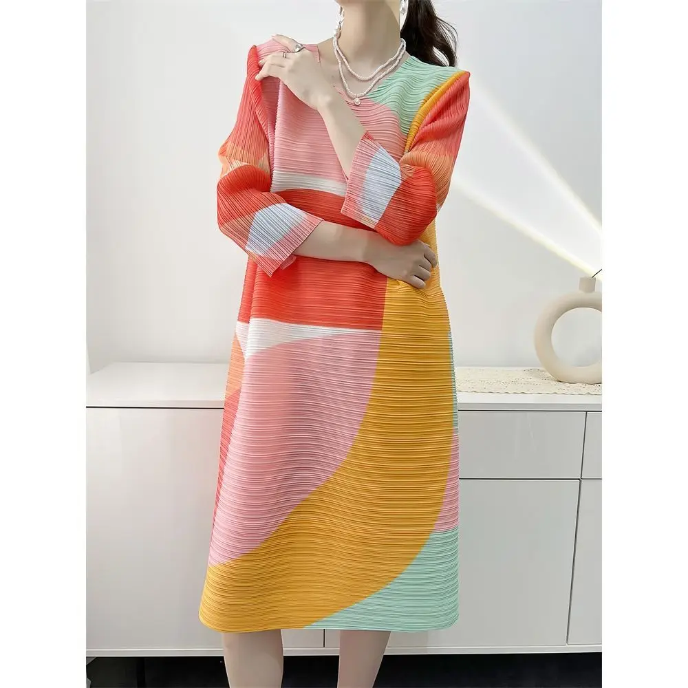 Pleated Dress Women's Summer Fabric 2023 New Large Women's Dress  vestido largo elegante para fiesta