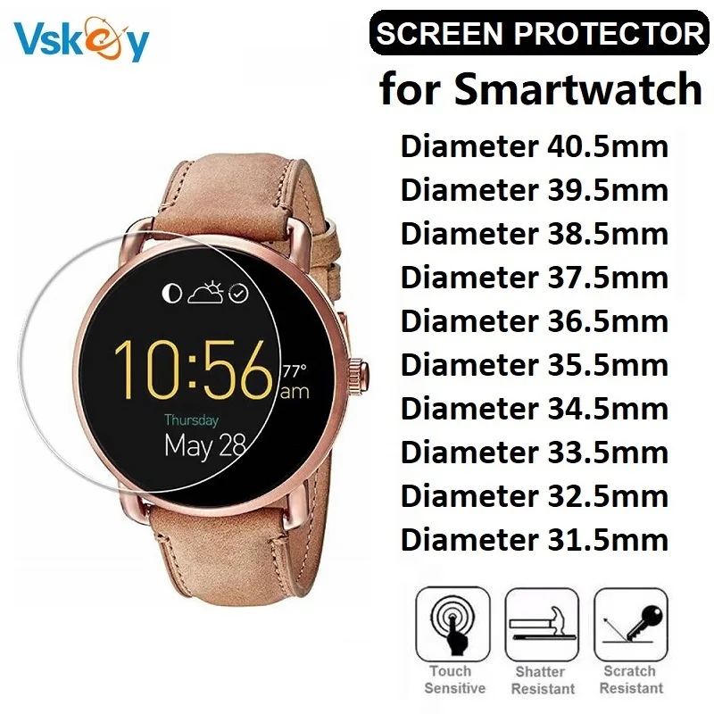 10PCS Pellicola protettiva per schermo Smart Watch Diametro 32,5mm 33,5mm 34,5mm 35,5mm 36,5mm 37,5mm 38,5mm 39,5mm 40,5mm Pellicola in vetro temperato