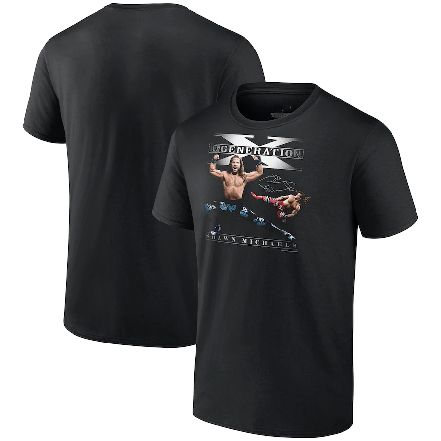 Męska czarna koszulka Shawn Michaels Heartbreak Kid z okazji 35. Rocznicy lata z krótkim rękawem Sport Mem damskie ubrania dla dzieci