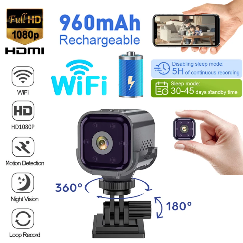 As03 Smart Wifi Mini Telecamera Full Hd 1080P Ir Visione Notturna Sorveglianza 960Mah Batteria Extra Lunga Durata Videocamera Di Sicurezza Domestica