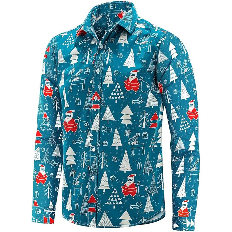 white christmas dresses Men's Christmas Print Regular Fit White Button Down Long Sleeve Dress –  Atlanl