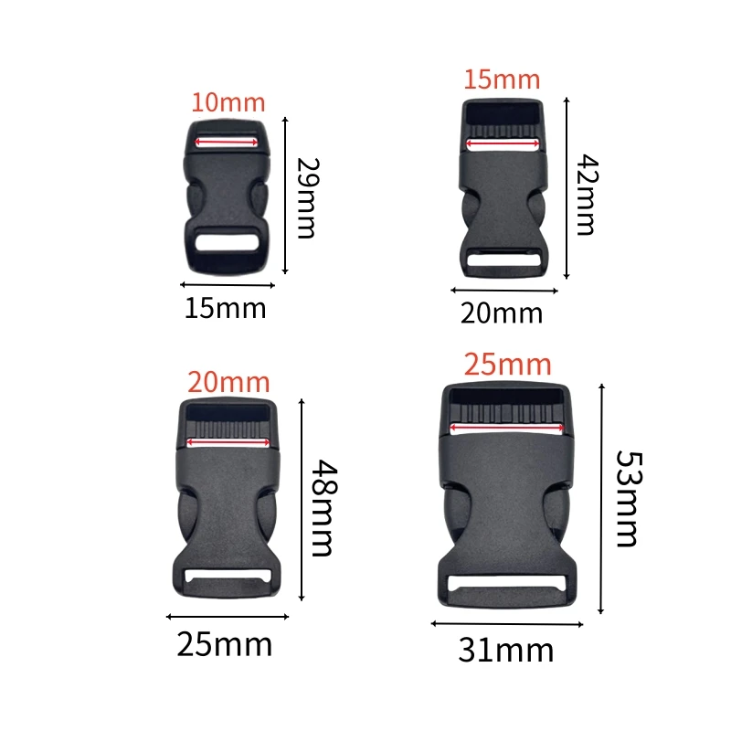 Plastic Side Release Buckle Belt Buckle for DIY Webbing Straps Paracord Bracelet Bag Clothing Accessories Pet Collar 10Pcs