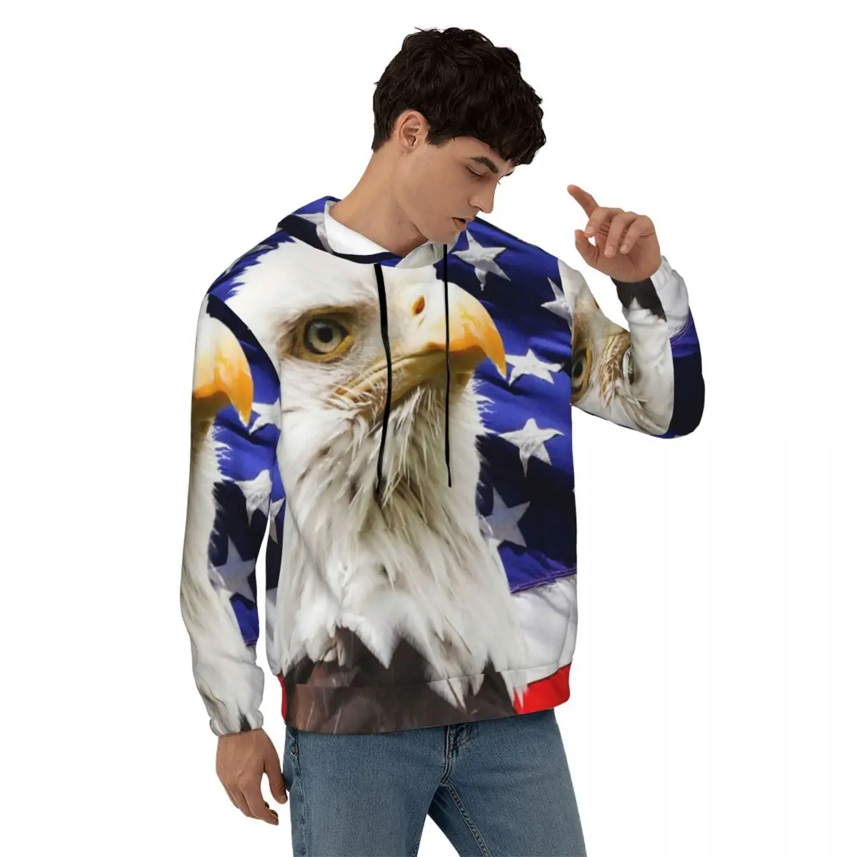 

American Bald Flag Eagle Casual Hoodies Men Spirit Star Print National Bird y2k Cool Hoodie Winter Outerwear Classic Sweatshirts