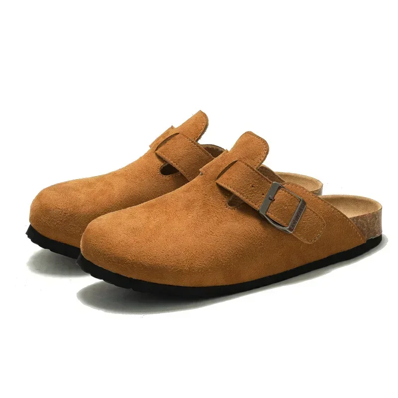 Classic Closed Toe Mule Slippers for Men with Cork Birken Stock Shoes Boston Clogs Cork Slides Mens Suede Beach Slippers Man 3