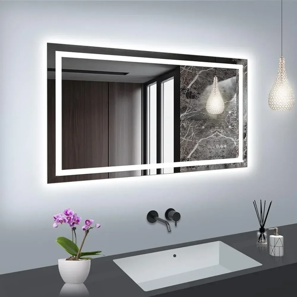 Anti-Fog Shatter-Proof Bathroom Mirrors Bathroom for Wall 40 "x 24" With Front and Backlit Lights Memory Fixture Freight free
