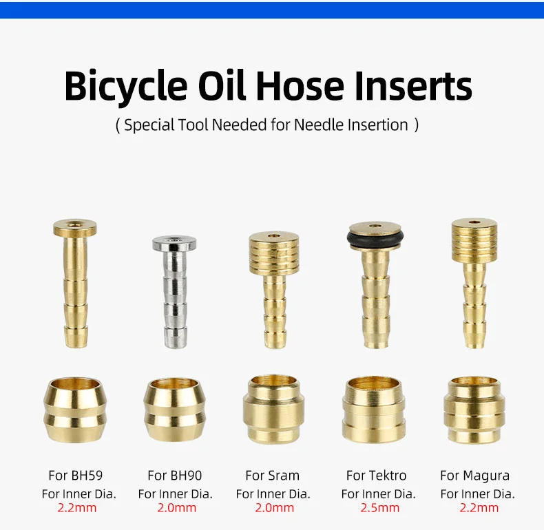 Bicycle Brake Copper Olive Head Connecting Insert/Oil Needle Kit for Shimano BH59 BH90 Sram Magura Tektro Hydraulic Disc Brake
