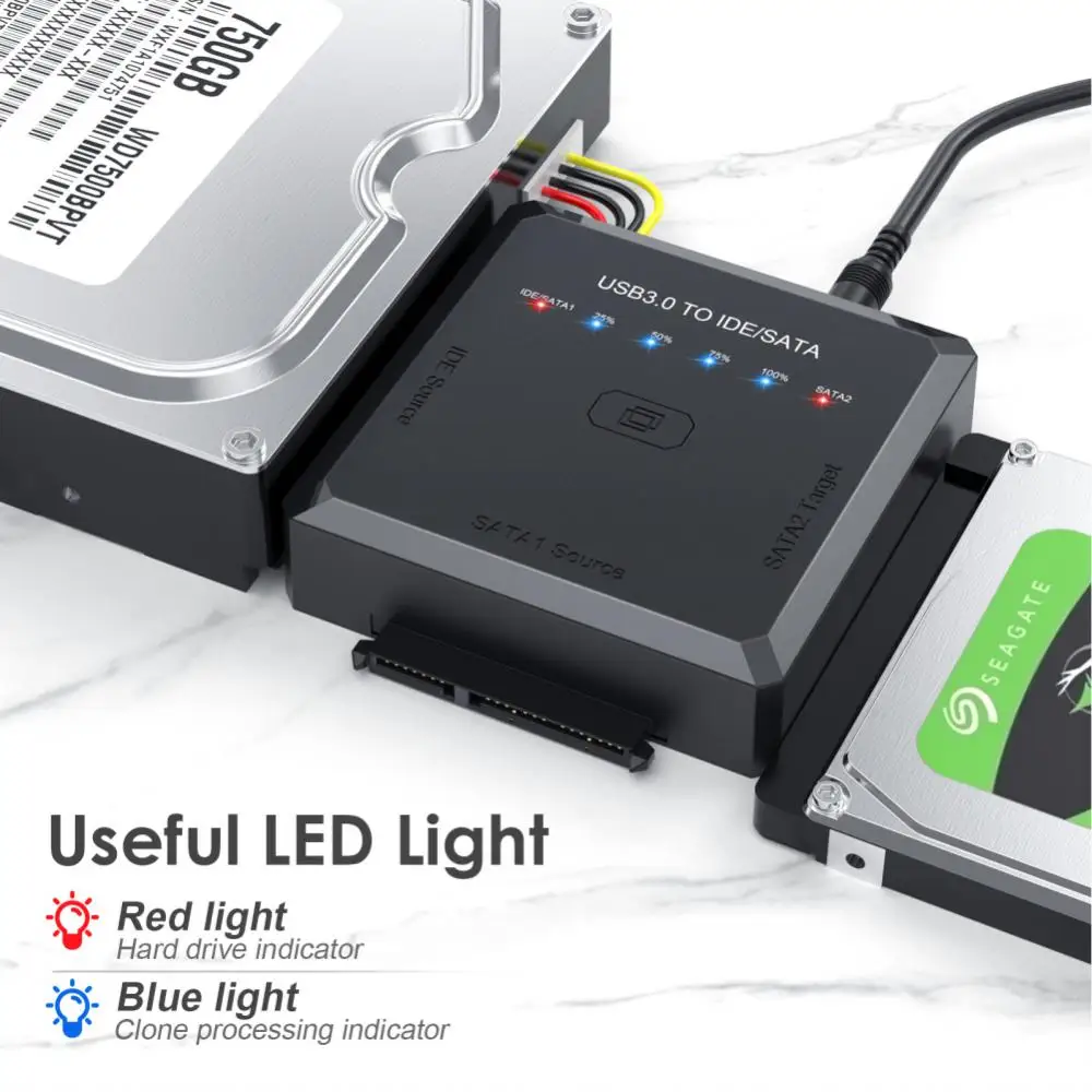 

Usb-адаптер Sata для кабеля, конвертер Sata, Функция резервного копирования одним нажатием Usb3.0 на Ide, Поддержка 2,5 или 3,5 дюйма, внешний кабель Ssd Hdd Sata