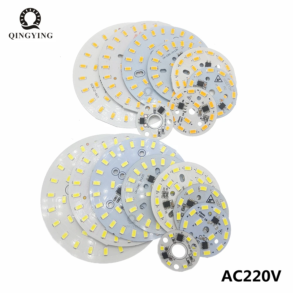 알루미늄 램프 PCB LED 모듈, 스마트 IC 드라이버 광원 포함, 온백색, AC220V, SMD5730, 3W, 5W, 7W, 10W, 12W, 15W, 18W, 24W, 5 개 